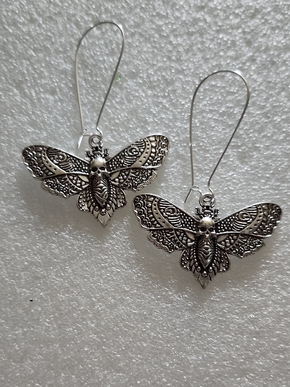 Hand Crafted Silver Moth Drop Earrings - Intricate Filigree